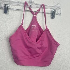 AYBL Empower Seamless Sports Bra Womens Medium Pink Mesh Detail Racerback EUC